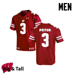 Men's Wisconsin Badgers NCAA #3 Kendric Pryor Red Authentic Under Armour Big & Tall Stitched College Football Jersey GO31K62HQ